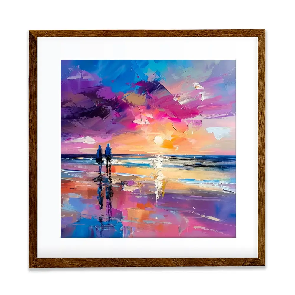 Sunset Strolling Square Framed Art Print Sunset Strolling Square Framed Art Print wall art product Art Print Shop