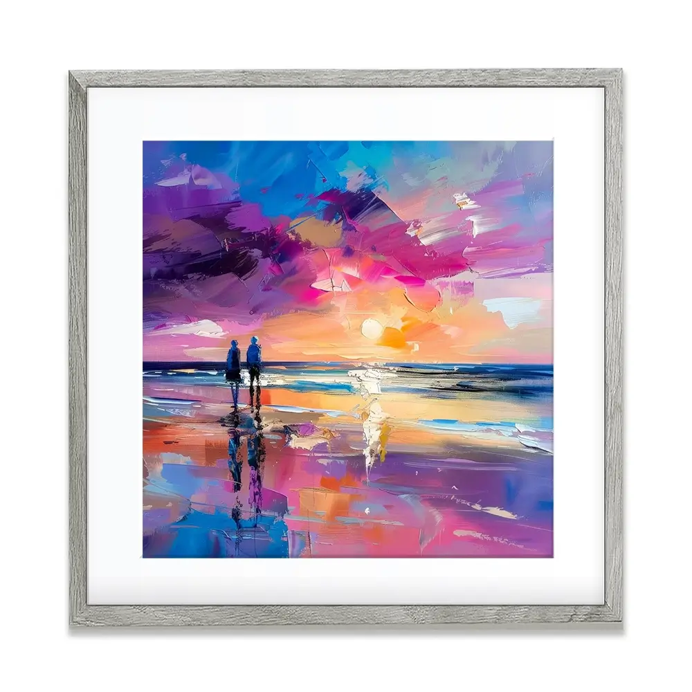 Sunset Strolling Square Framed Art Print Sunset Strolling Square Framed Art Print wall art product Art Print Shop