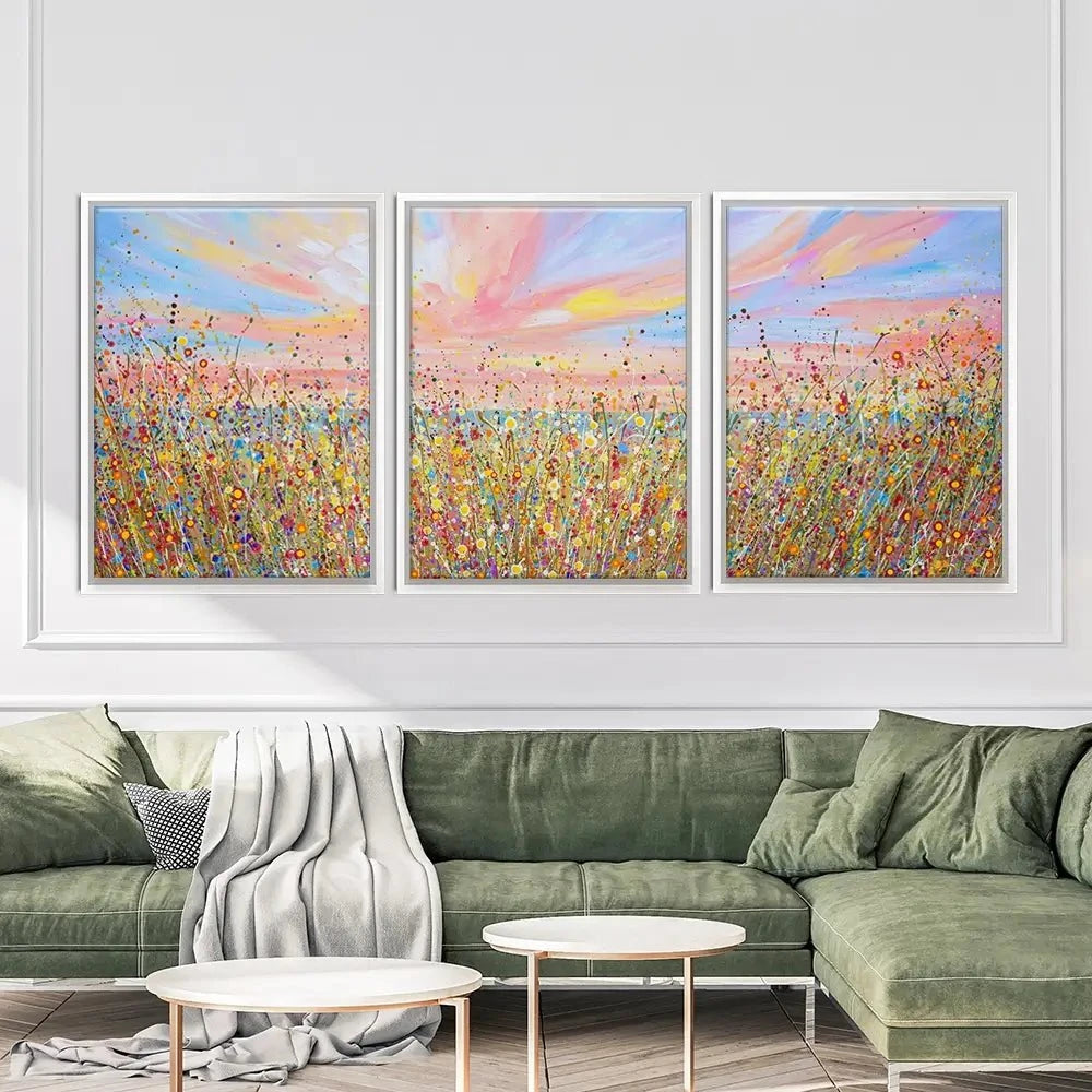 Sunset Wildflowers Trio Canvas Print Sunset Wildflowers Trio Canvas Print wall art product Olga Tkachyk