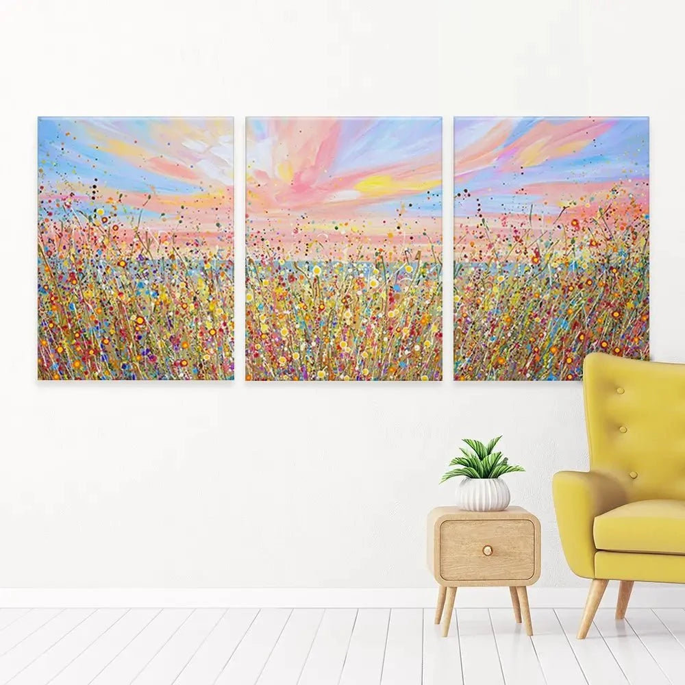 Sunset Wildflowers Trio Canvas Print Sunset Wildflowers Trio Canvas Print wall art product Olga Tkachyk