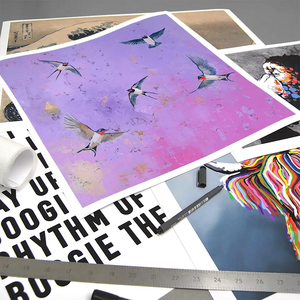 Swallows At Sunset Square Art Print Swallows At Sunset Square Art Print wall art product Laure Bury