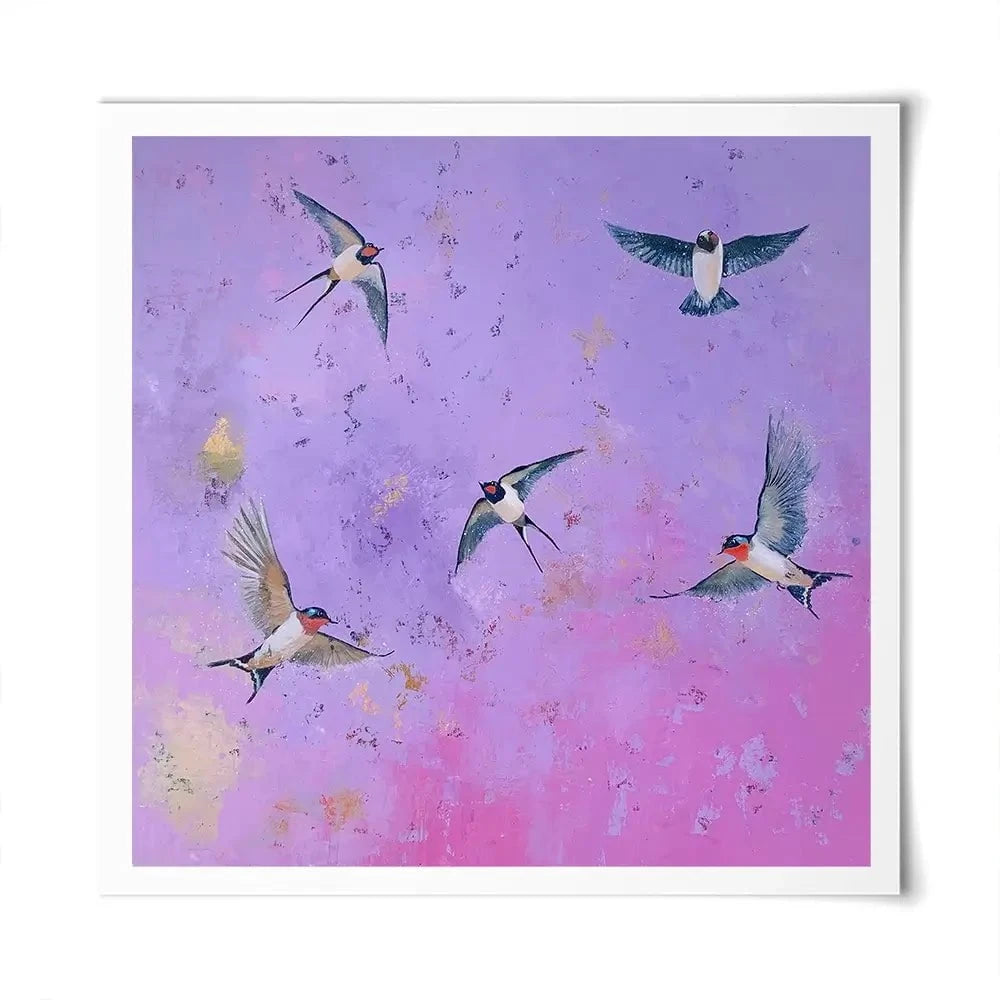Swallows At Sunset Square Art Print Swallows At Sunset Square Art Print wall art product Laure Bury