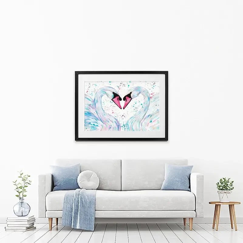 Swan Lovers Framed Art Print Swan Lovers Framed Art Print wall art product Emma LC Art