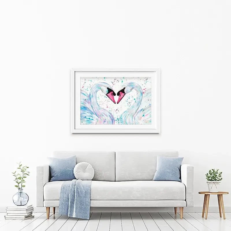 Swan Lovers Framed Art Print Swan Lovers Framed Art Print wall art product Emma LC Art