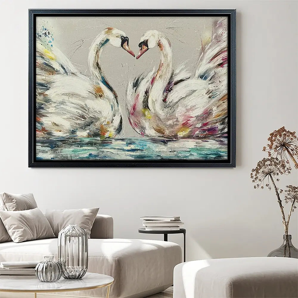Swans In Love Canvas Print Swans In Love Canvas Print wall art product Nicola Jane Rowles