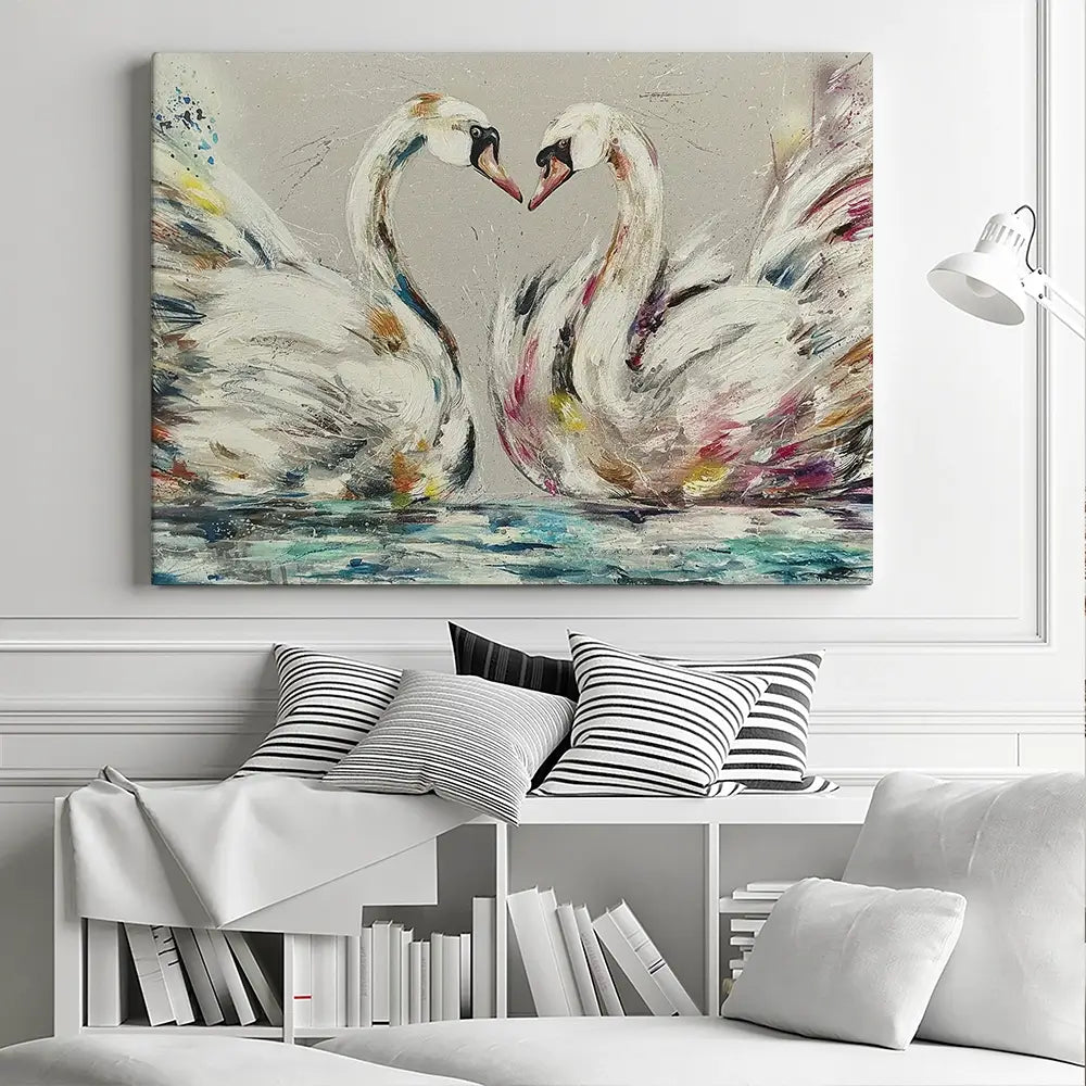 Swans In Love Canvas Print Swans In Love Canvas Print wall art product Nicola Jane Rowles