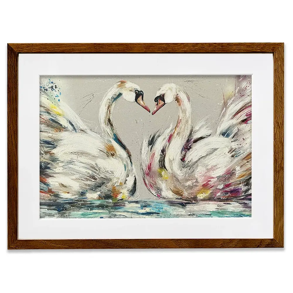 Swans In Love Framed Art Print Swans In Love Framed Art Print wall art product Nicola Jane Rowles