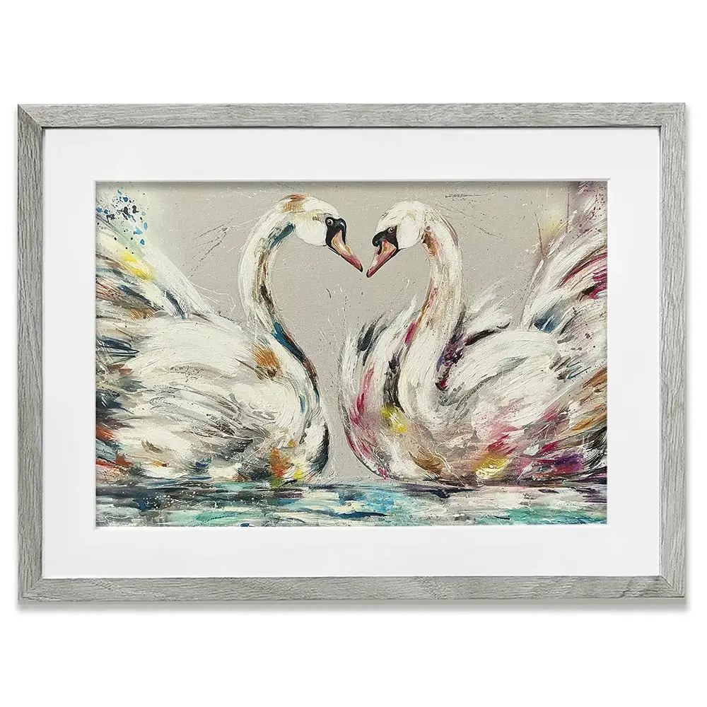 Swans In Love Framed Art Print Swans In Love Framed Art Print wall art product Nicola Jane Rowles
