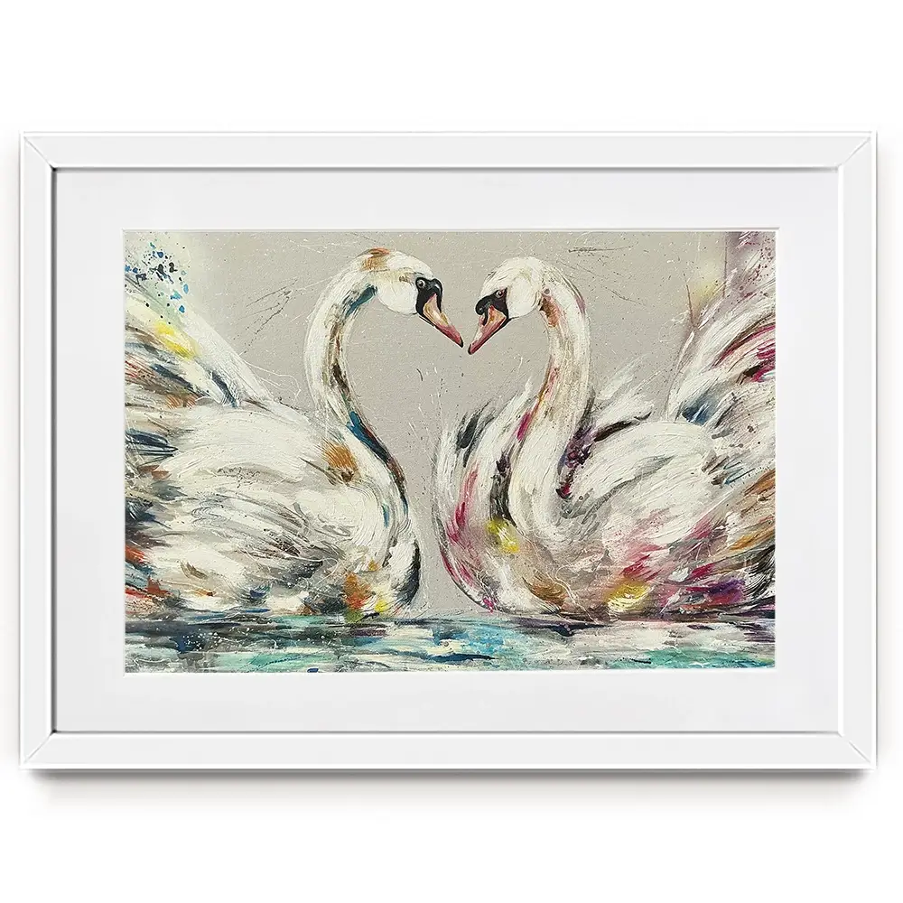 Swans In Love Framed Art Print Swans In Love Framed Art Print wall art product Nicola Jane Rowles