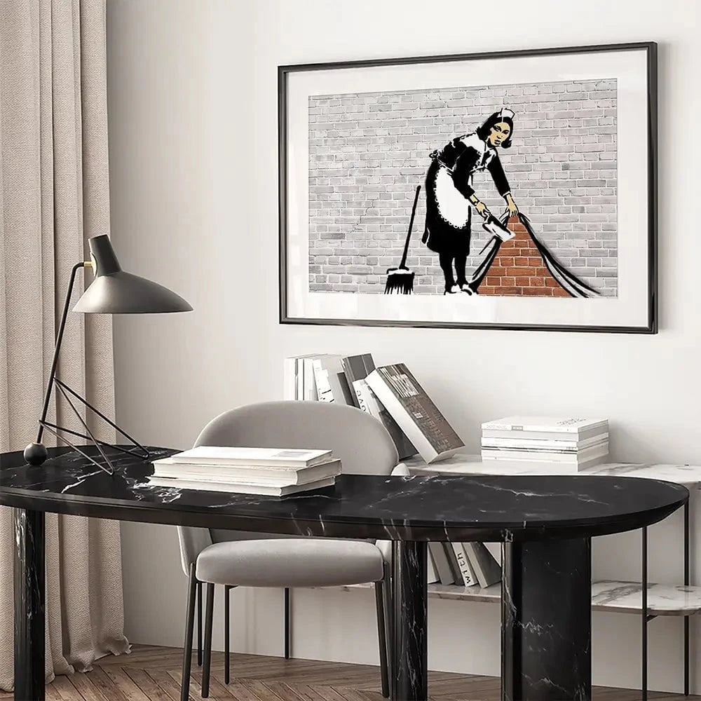 Sweep It Under The Carpet Framed Art Print Sweep It Under The Carpet Framed Art Print wall art product Banksy