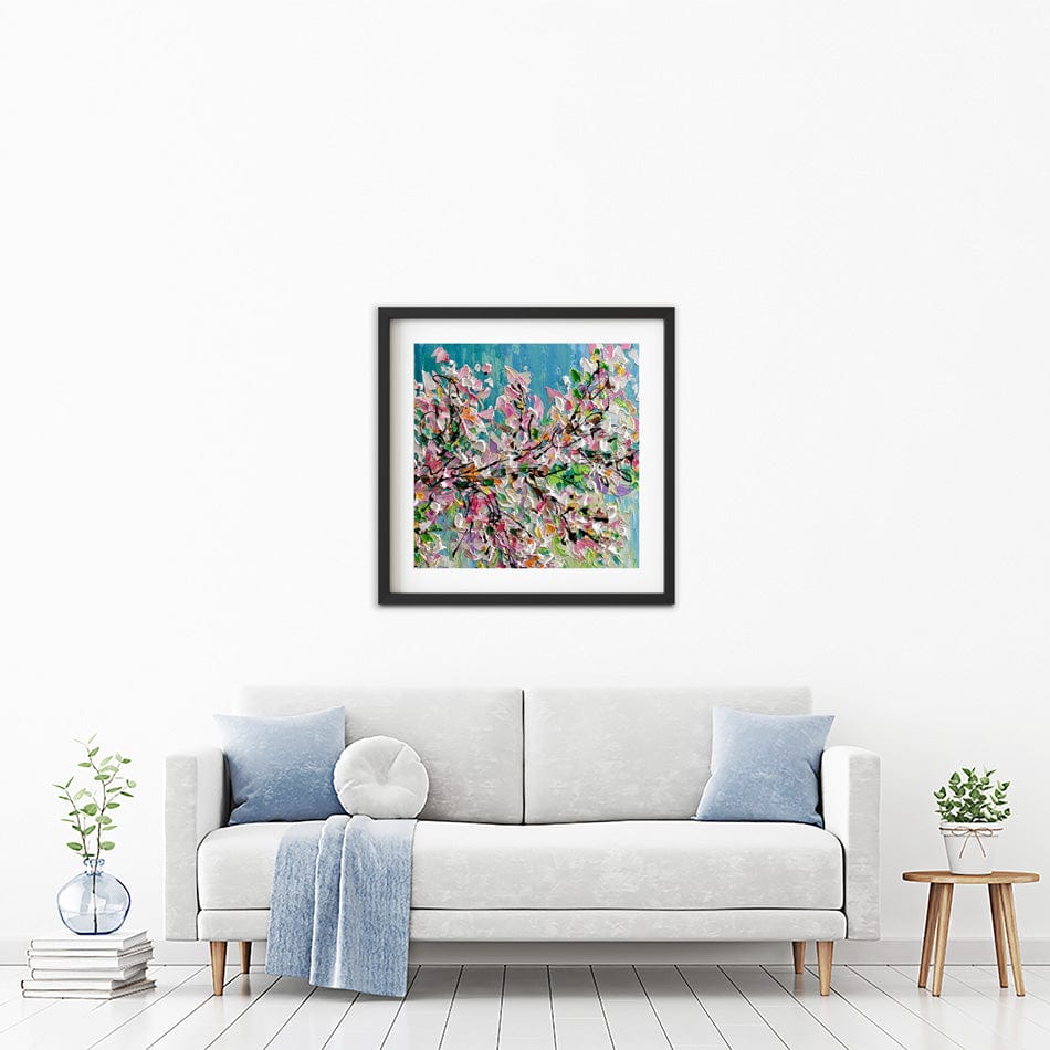 Sweet Cherry Blossom Square Framed Art Print wall art product Olga Tkachyk