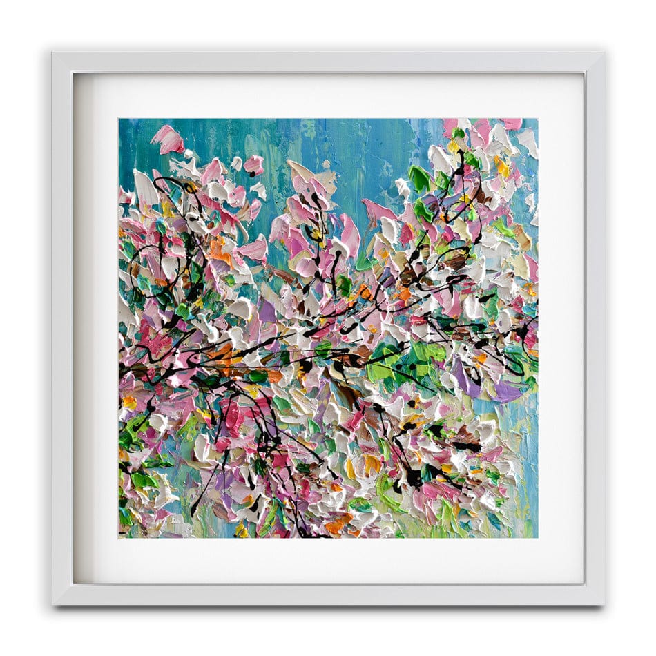 Sweet Cherry Blossom Square Framed Art Print wall art product Olga Tkachyk