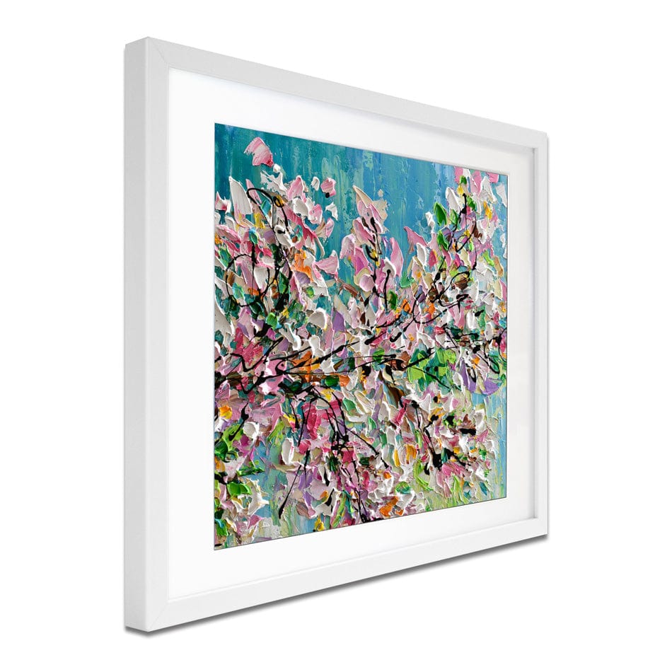 Sweet Cherry Blossom Square Framed Art Print wall art product Olga Tkachyk