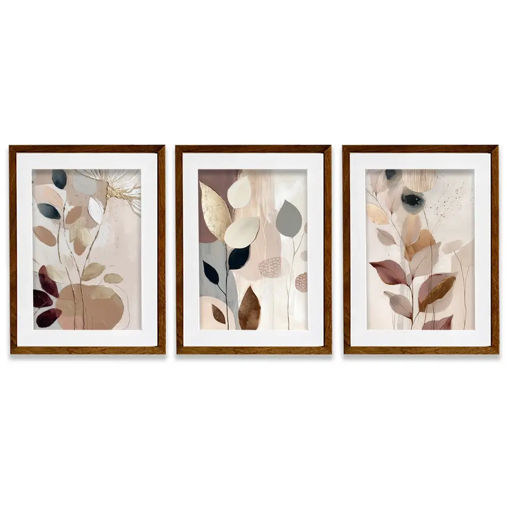 Sweet Leaves Framed Art Print Trio Sweet Leaves Framed Art Print Trio wall art product Bella Eve