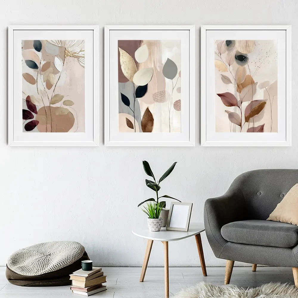 Sweet Leaves Framed Art Print Trio Sweet Leaves Framed Art Print Trio wall art product Bella Eve