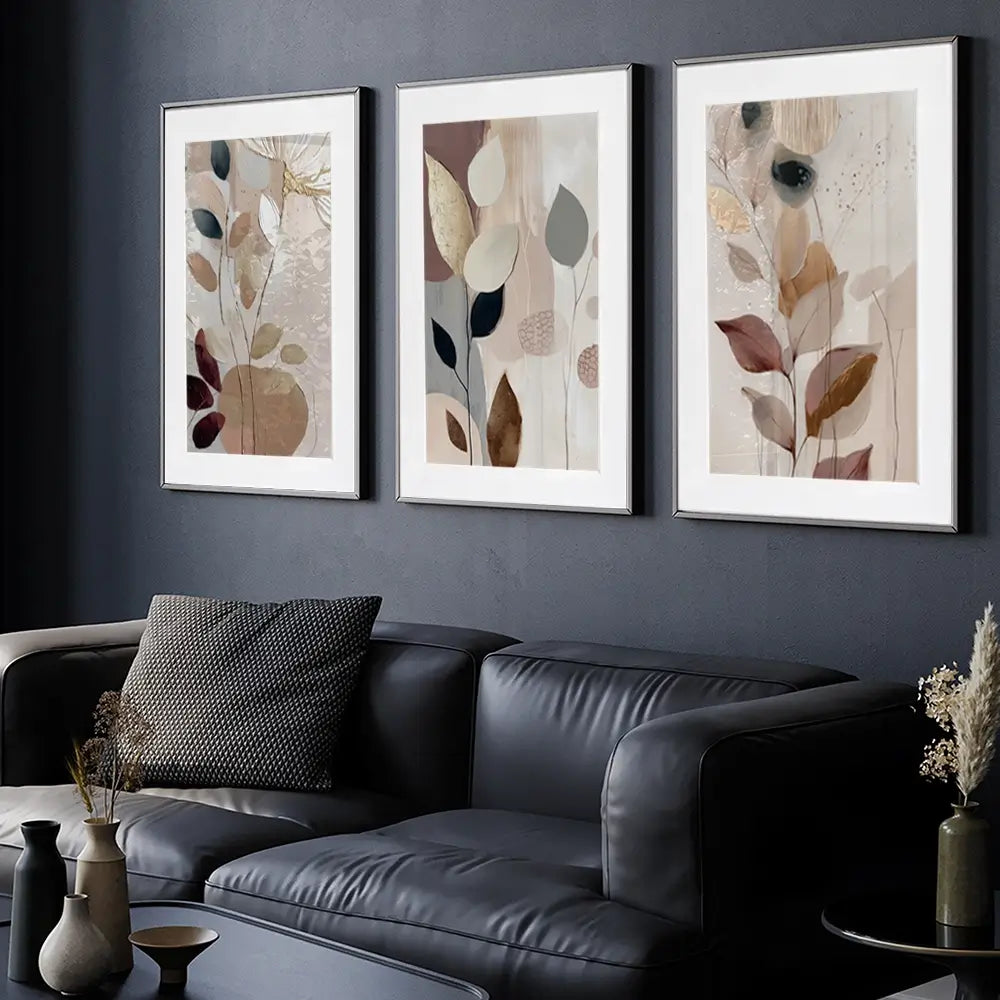 Sweet Leaves Framed Art Print Trio Sweet Leaves Framed Art Print Trio wall art product Bella Eve