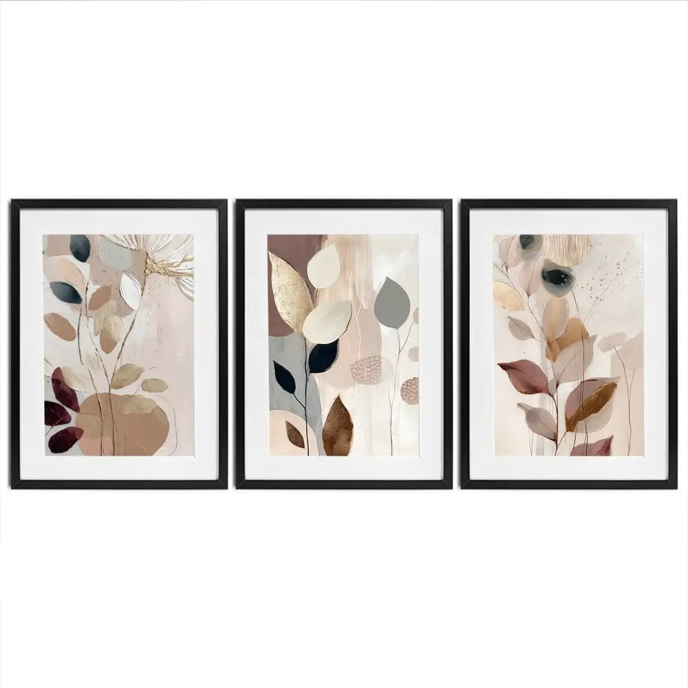 Sweet Leaves Framed Art Print Trio Sweet Leaves Framed Art Print Trio wall art product Bella Eve