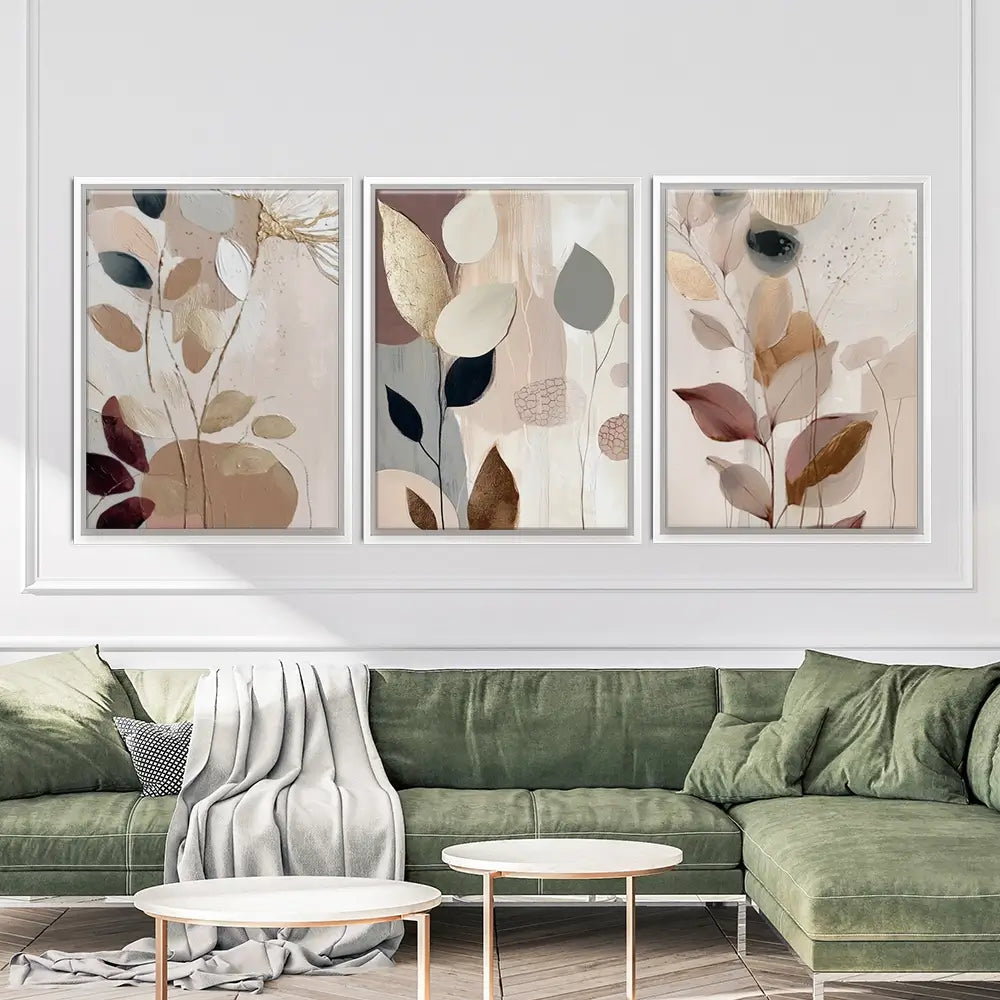 Sweet Leaves Trio Canvas Print Sweet Leaves Trio Canvas Print wall art product Bella Eve