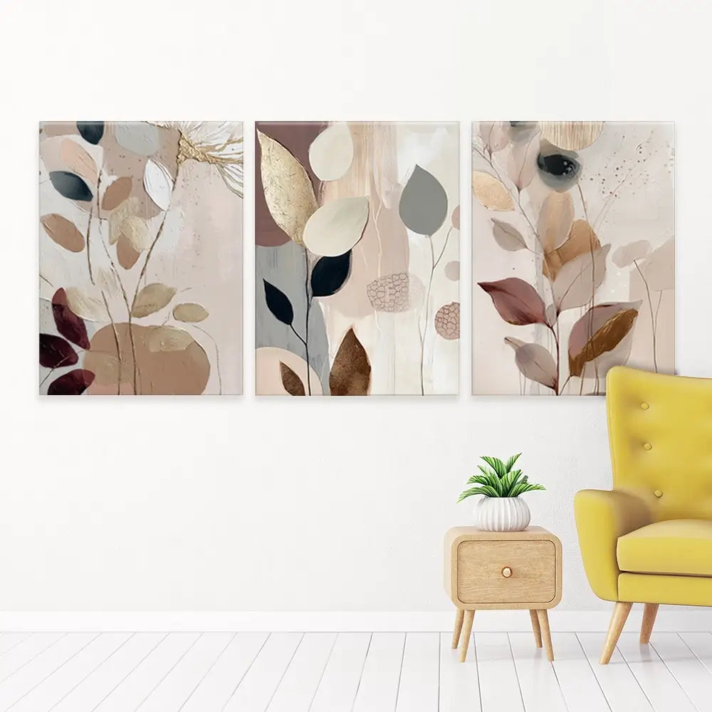 Sweet Leaves Trio Canvas Print Sweet Leaves Trio Canvas Print wall art product Bella Eve