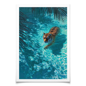 Swimming Tiger Art Print Swimming Tiger Art Print wall art product Petals Prints Design - Independent