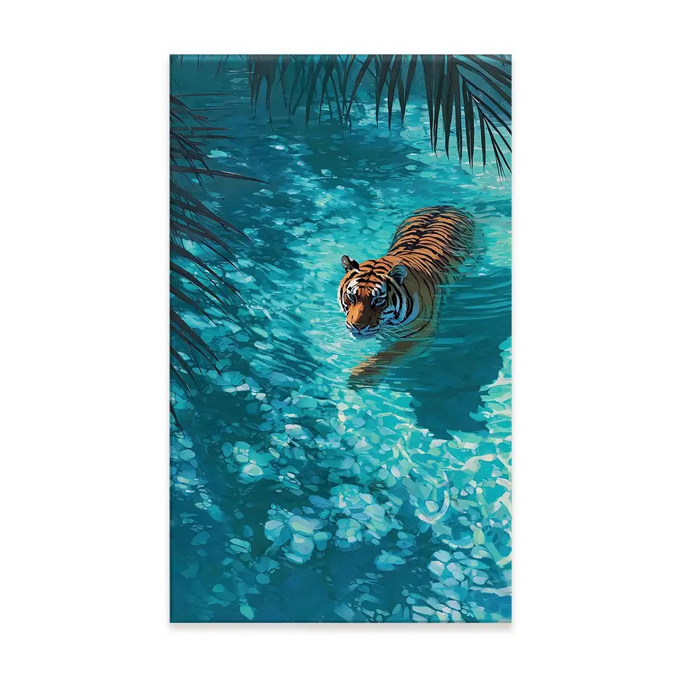 Swimming Tiger Canvas Print Swimming Tiger Canvas Print wall art product Petals Prints Design - Independent