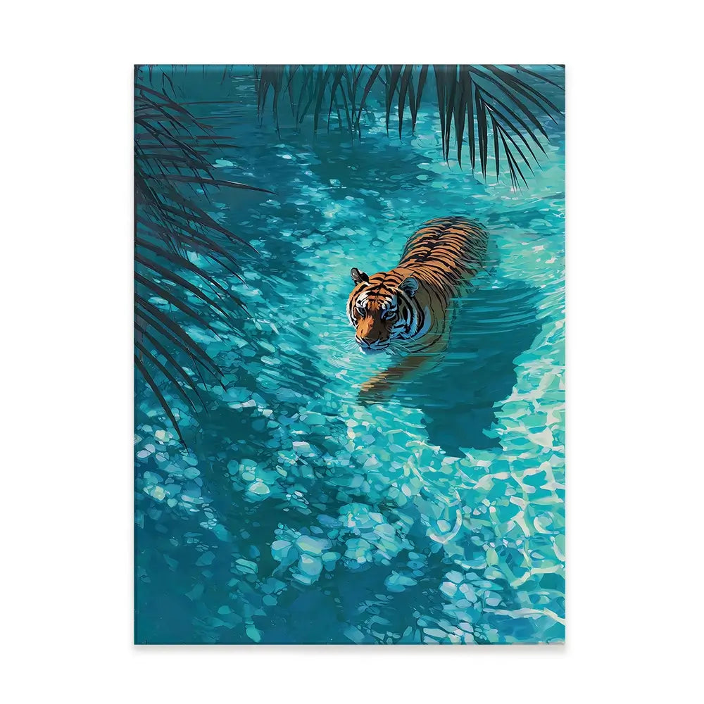 Swimming Tiger Canvas Print Swimming Tiger Canvas Print wall art product Petals Prints Design - Independent