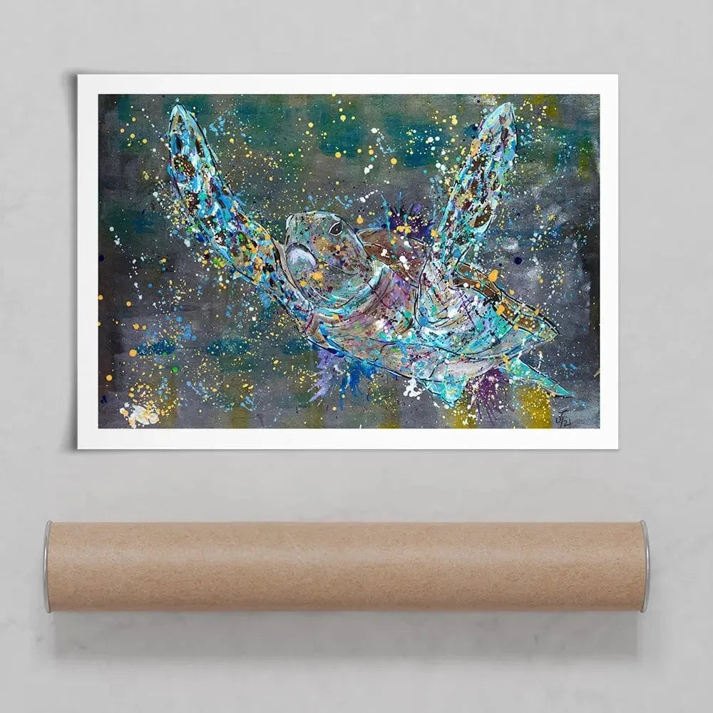 Swimming Turtle Splash Art Print Swimming Turtle Splash Art Print wall art product Jamie Taylor