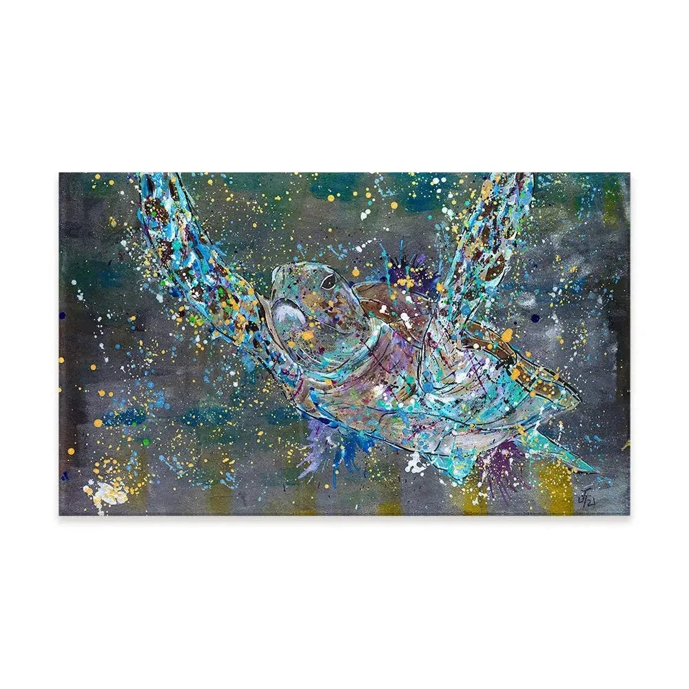 Swimming Turtle Splash Canvas Print Swimming Turtle Splash Canvas Print wall art product Jamie Taylor