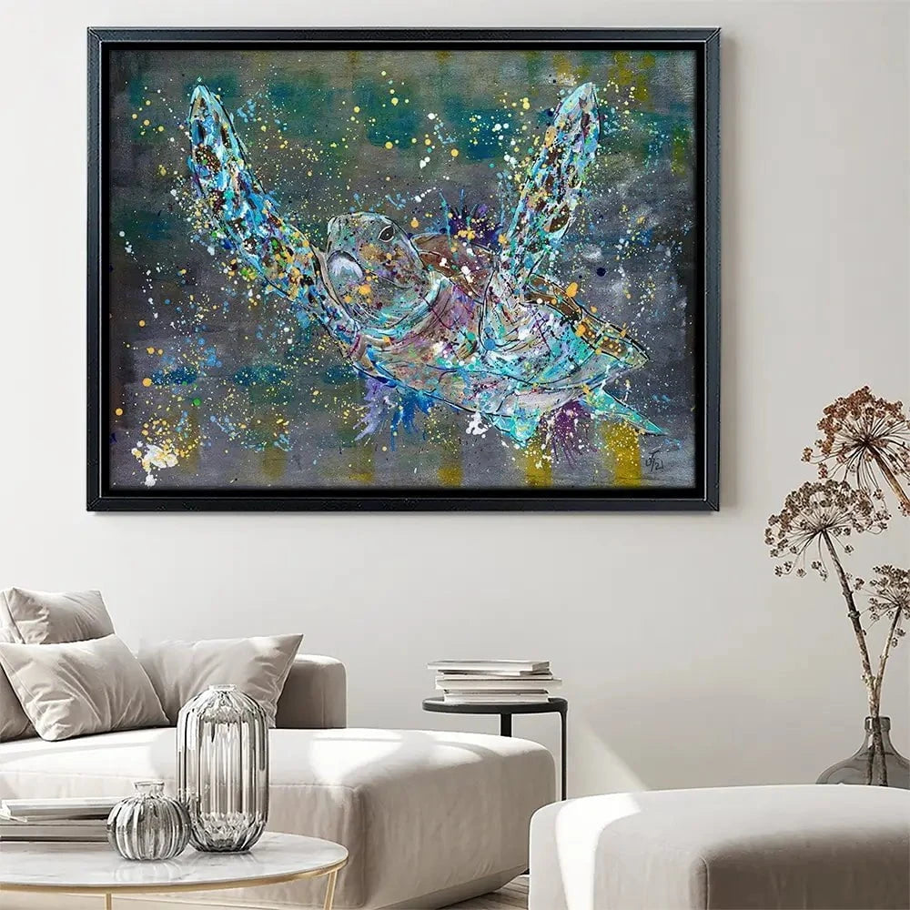 Swimming Turtle Splash Canvas Print Swimming Turtle Splash Canvas Print wall art product Jamie Taylor