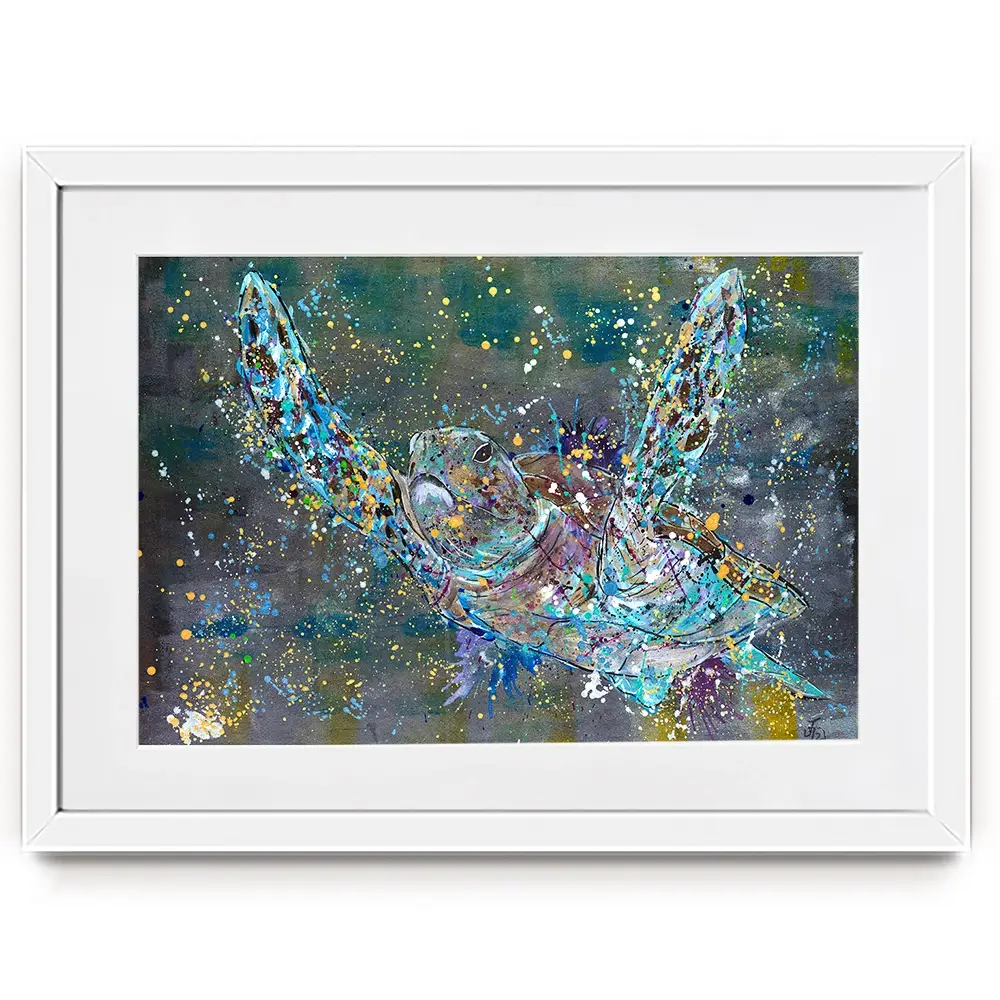 Swimming Turtle Splash Framed Art Print Swimming Turtle Splash Framed Art Print wall art product Jamie Taylor