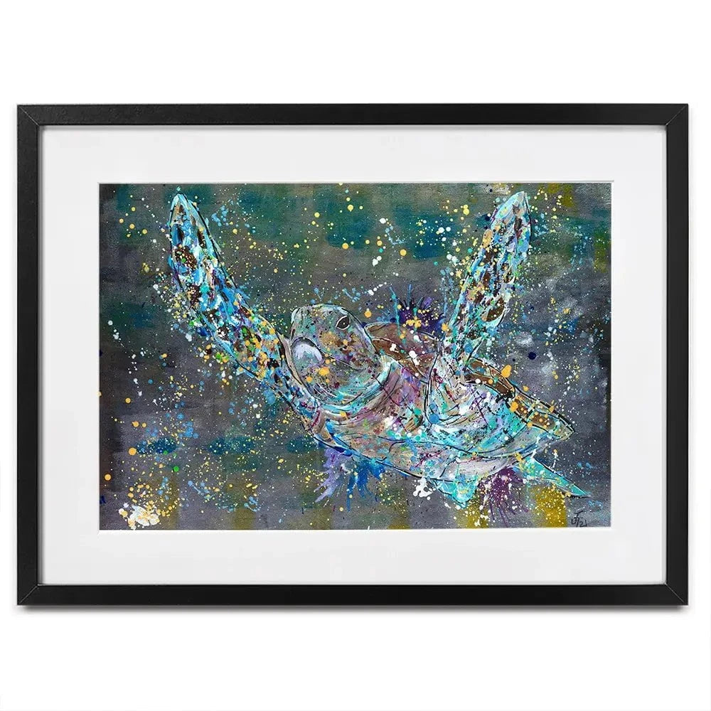 Swimming Turtle Splash Framed Art Print Swimming Turtle Splash Framed Art Print wall art product Jamie Taylor