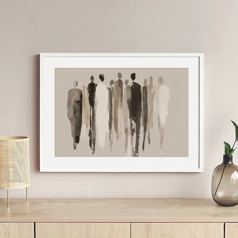 Tall Figure Procession Framed Art Print Tall Figure Procession Framed Art Print wall art product Chromatic Storm Studio