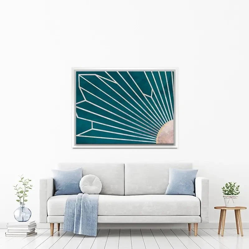 Teal Sunrays Canvas Print Teal Sunrays Canvas Print wall art product Sarah Manovski