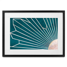 Teal Sunrays Framed Art Print Teal Sunrays Framed Art Print wall art product Sarah Manovski