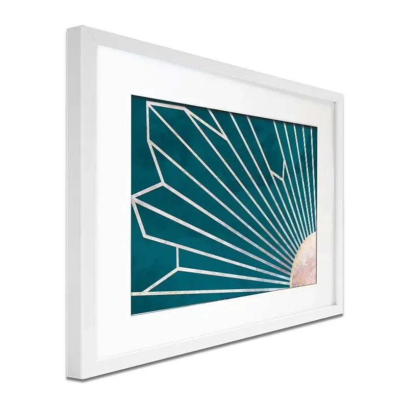 Teal Sunrays Framed Art Print Teal Sunrays Framed Art Print wall art product Sarah Manovski