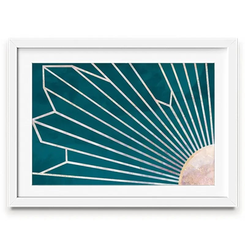 Teal Sunrays Framed Art Print Teal Sunrays Framed Art Print wall art product Sarah Manovski