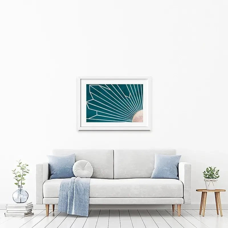 Teal Sunrays Framed Art Print Teal Sunrays Framed Art Print wall art product Sarah Manovski