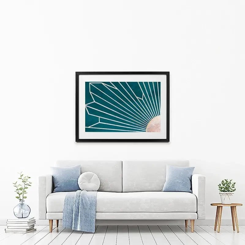 Teal Sunrays Framed Art Print Teal Sunrays Framed Art Print wall art product Sarah Manovski
