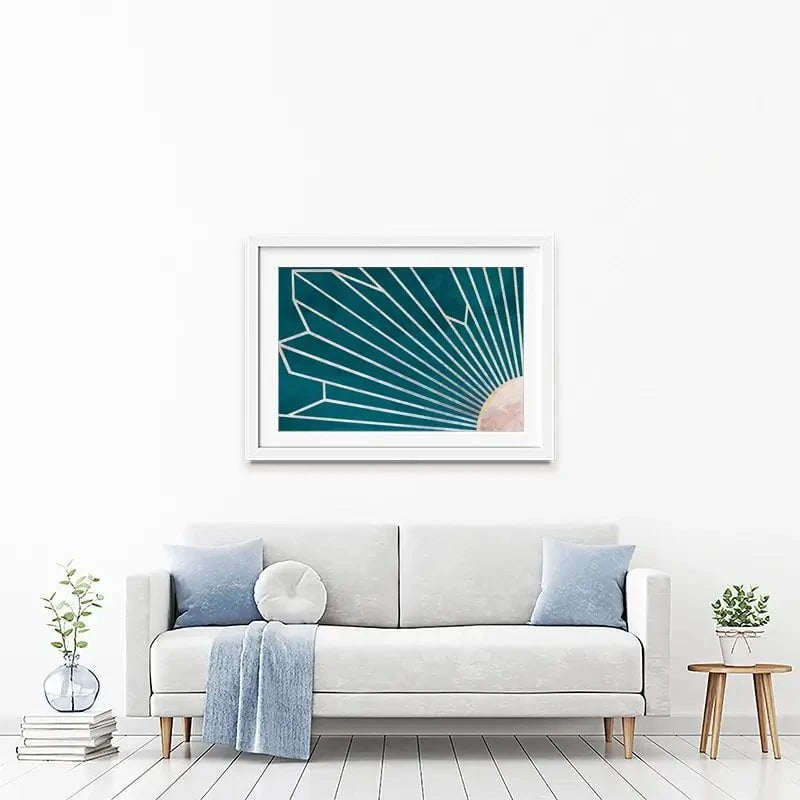 Teal Sunrays Framed Art Print Teal Sunrays Framed Art Print wall art product Sarah Manovski
