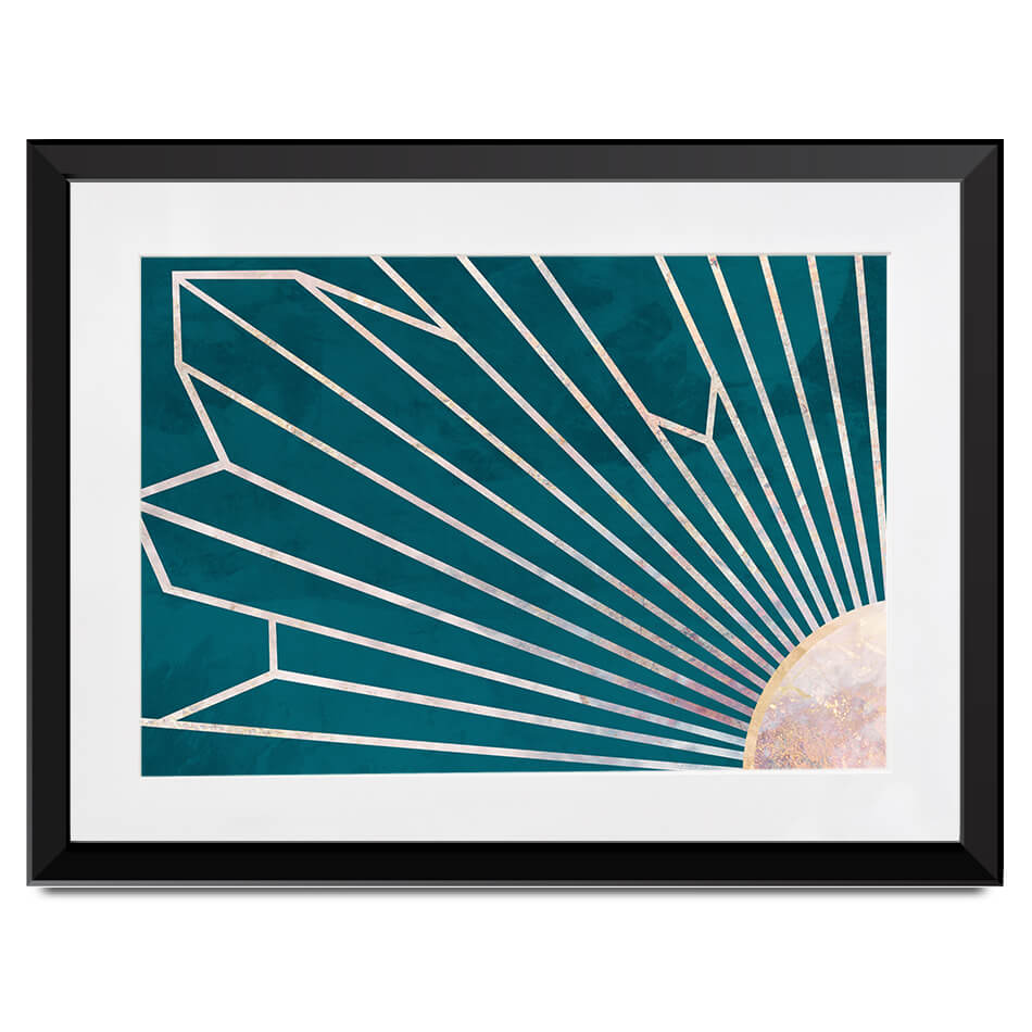 Teal Sunrays Framed Art Print Teal Sunrays Framed Art Print wall art product Sarah Manovski