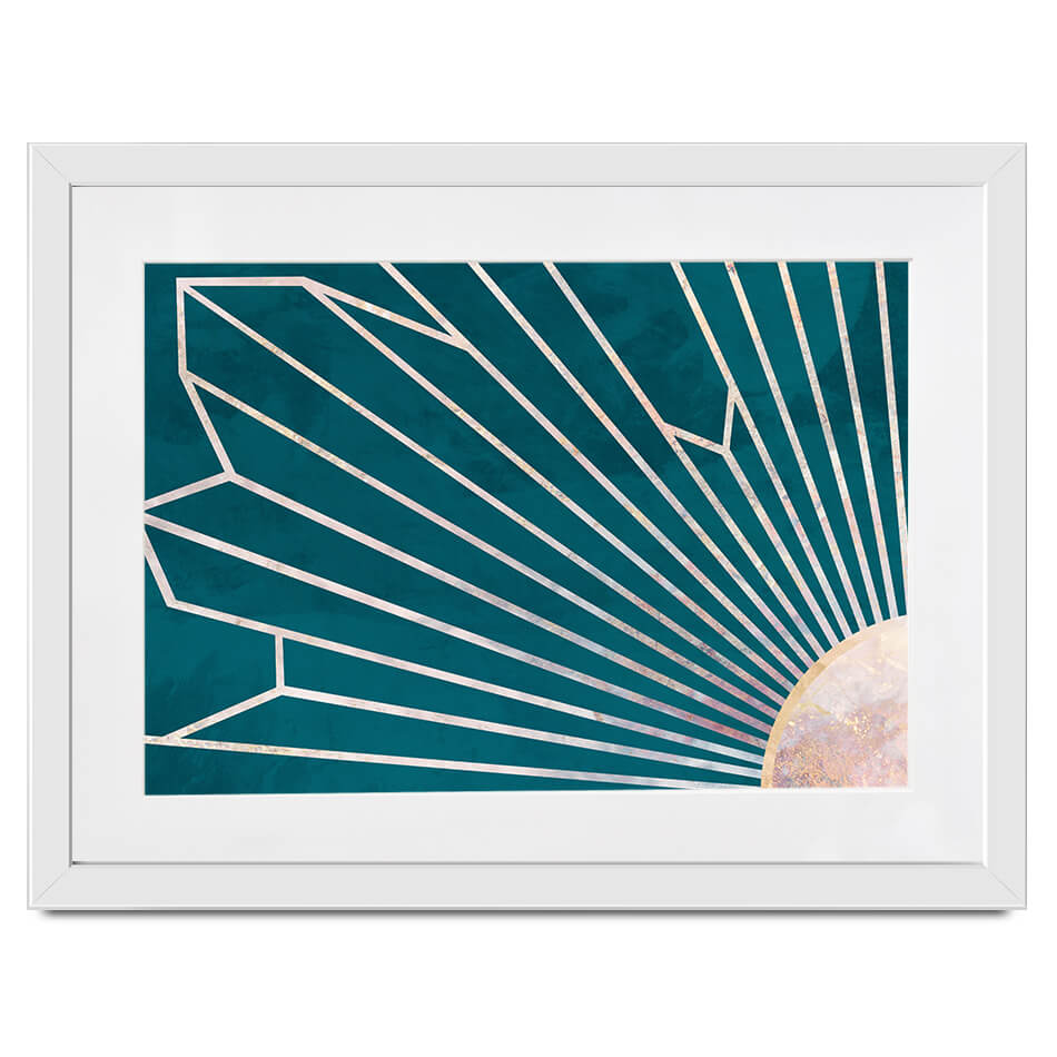Teal Sunrays Framed Art Print Teal Sunrays Framed Art Print wall art product Sarah Manovski