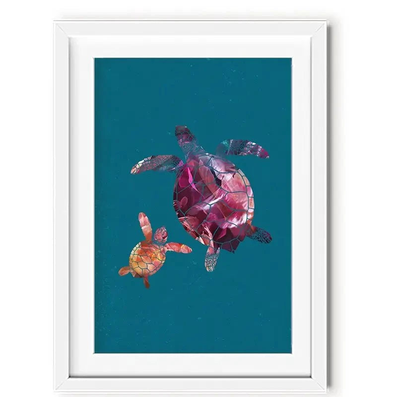 Teal Turtles Framed Art Print Teal Turtles Framed Art Print wall art product Sarah Manovski