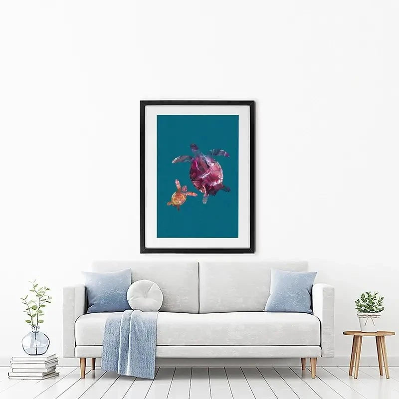 Teal Turtles Framed Art Print Teal Turtles Framed Art Print wall art product Sarah Manovski
