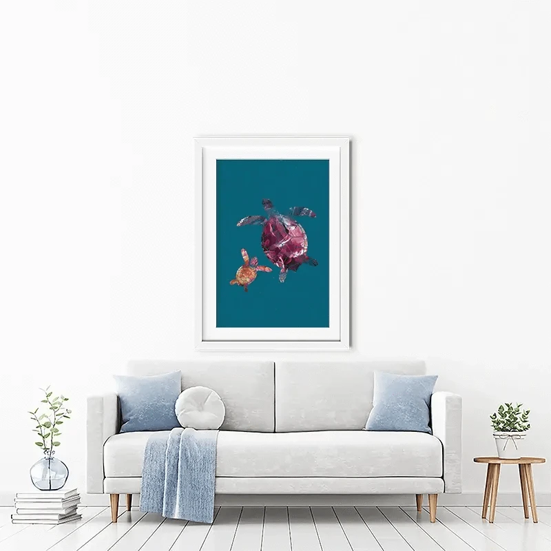 Teal Turtles Framed Art Print Teal Turtles Framed Art Print wall art product Sarah Manovski