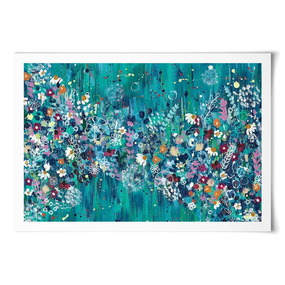 Teal Wildflowers Art Print Teal Wildflowers Art Print wall art product Emma LC Art