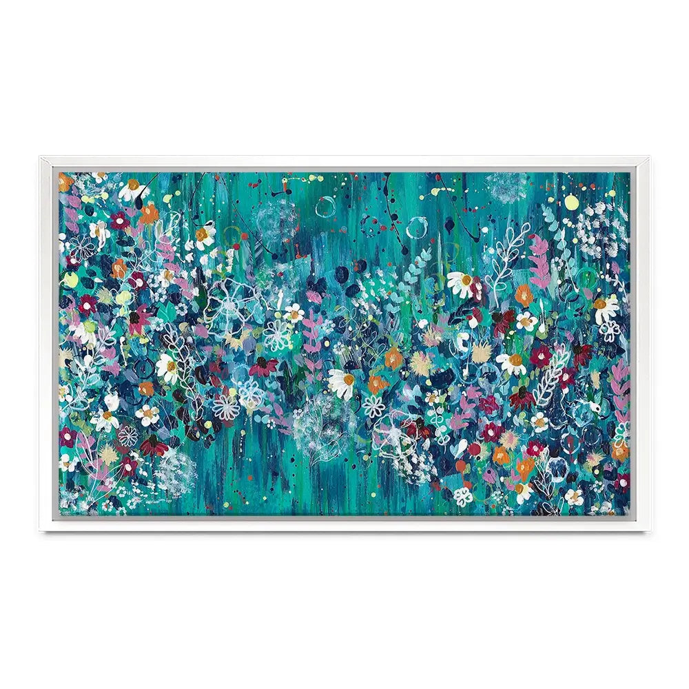Teal Wildflowers Canvas Print Teal Wildflowers Canvas Print wall art product Emma LC Art