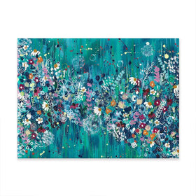 Teal Wildflowers Canvas Print Teal Wildflowers Canvas Print wall art product Emma LC Art