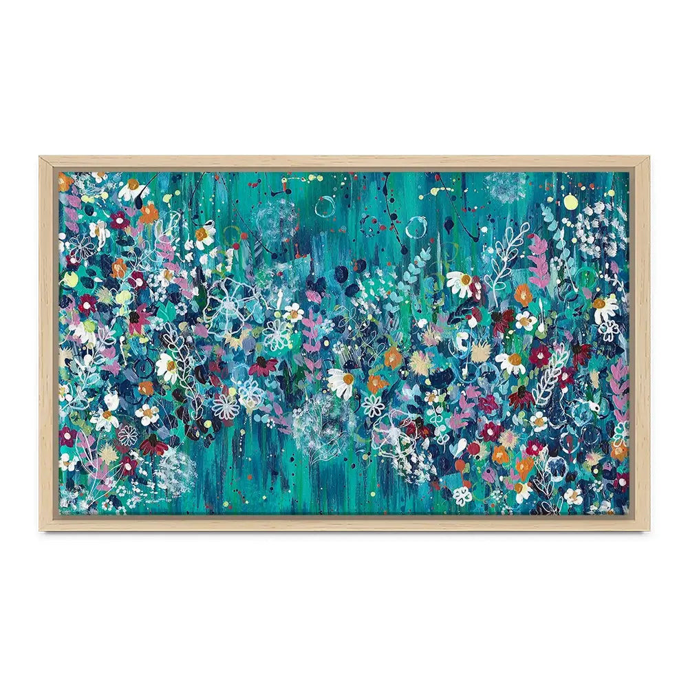 Teal Wildflowers Canvas Print Teal Wildflowers Canvas Print wall art product Emma LC Art