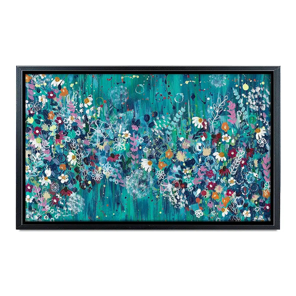 Teal Wildflowers Canvas Print Teal Wildflowers Canvas Print wall art product Emma LC Art