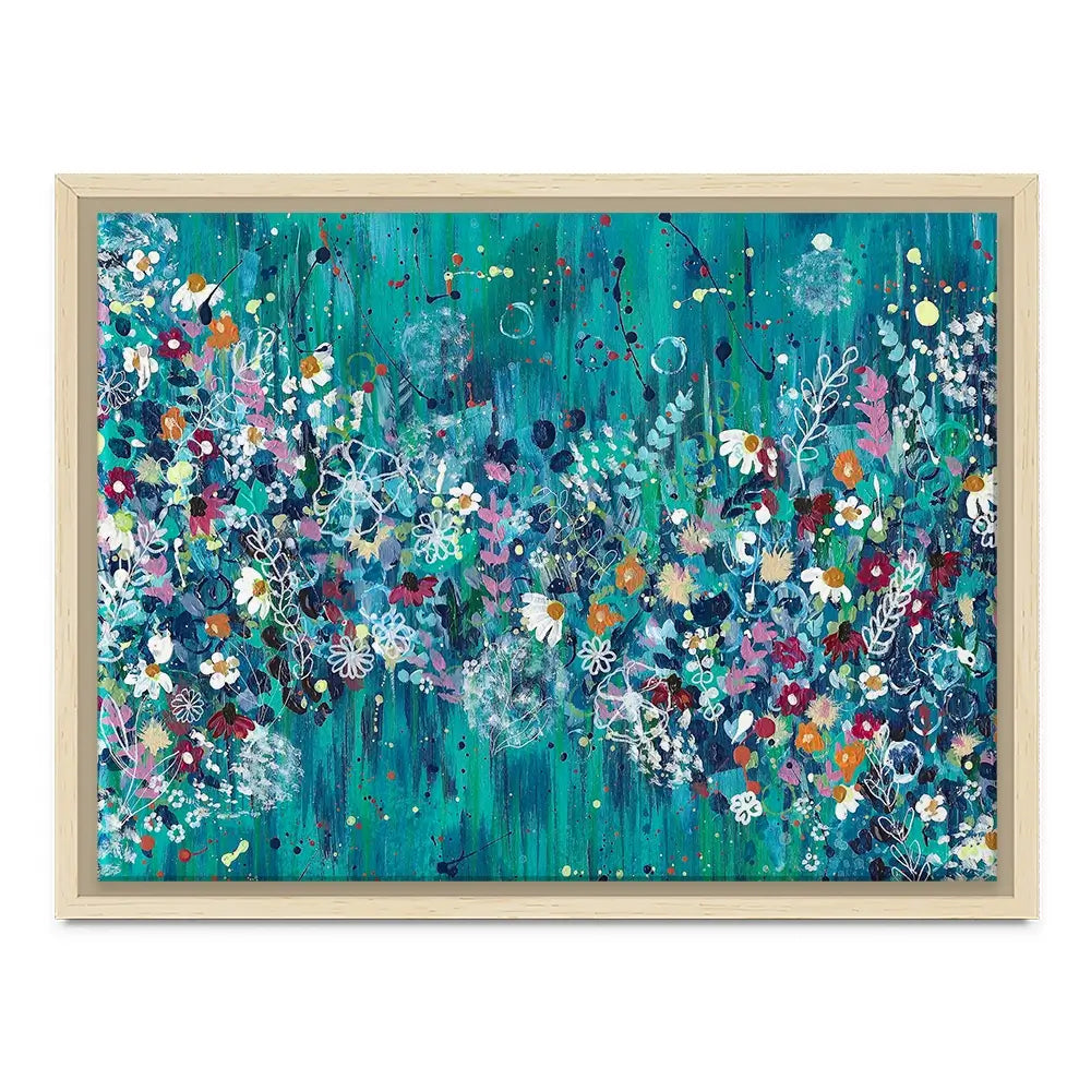 Teal Wildflowers Canvas Print Teal Wildflowers Canvas Print wall art product Emma LC Art